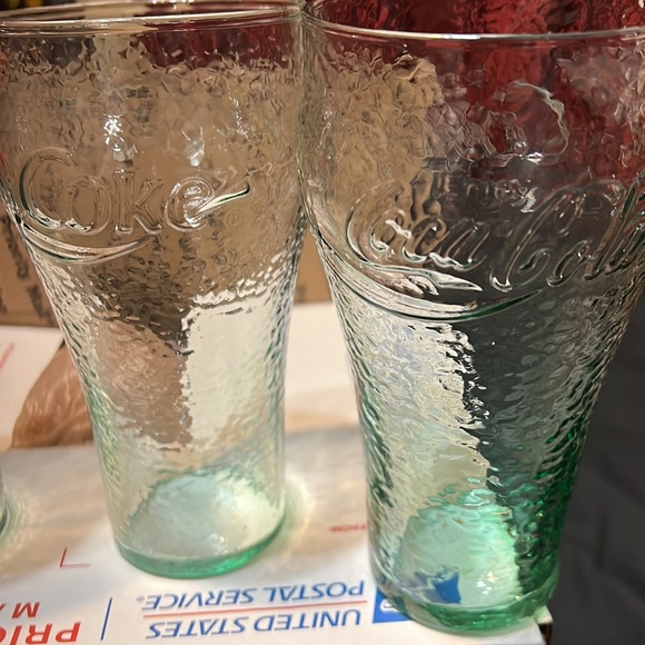 Vintage Coca-Cola Green Pebble-Glass 4 16oz Glasses - Picture 4 of 4